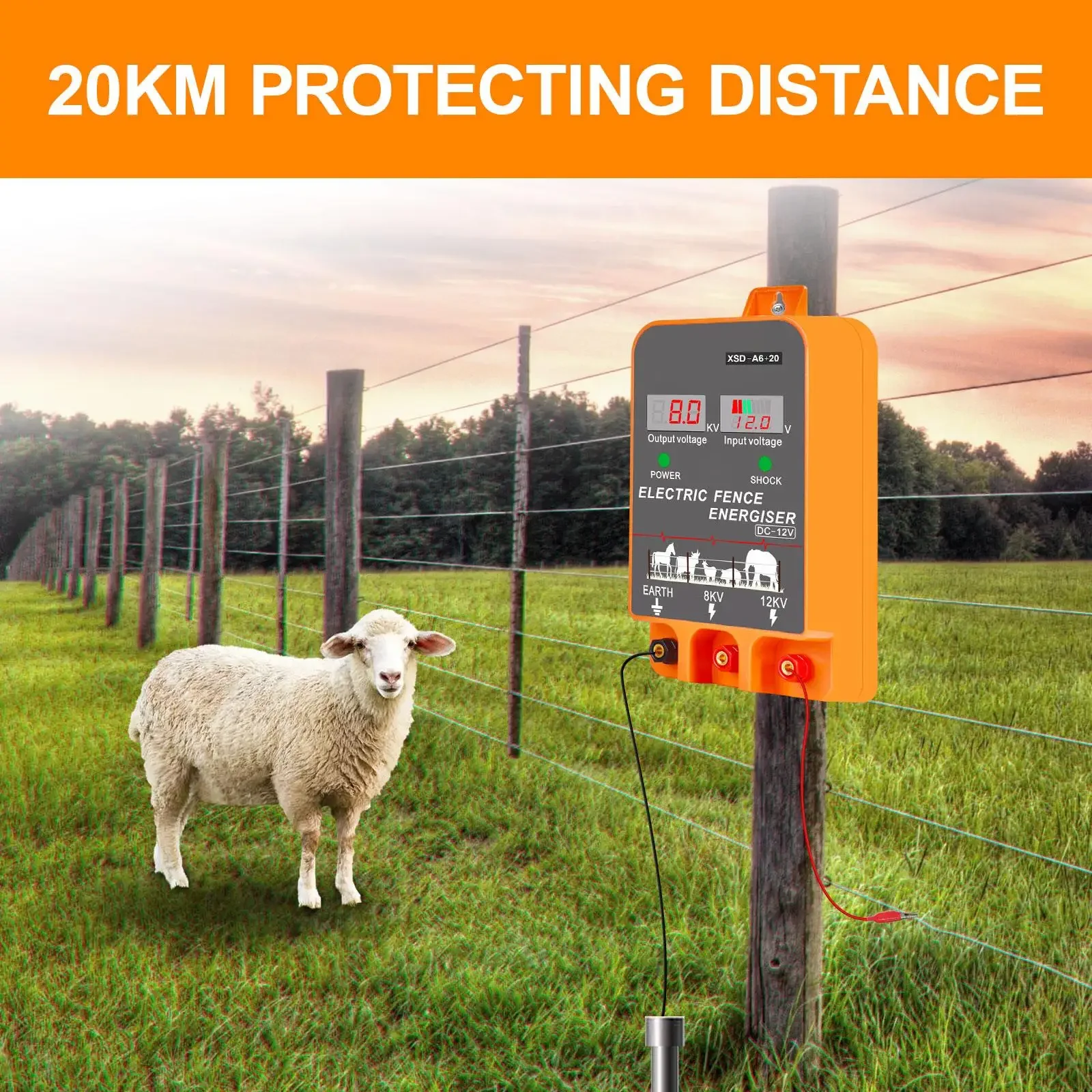 20KM Electric Fence Energizer  - Livestock Fence Energizer 12V 评论和价格