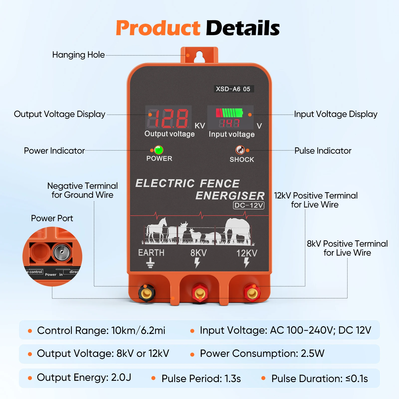 a*-5 KM Electric Fence Energiz - Livestock Fence Energizer 12V 评论和价格