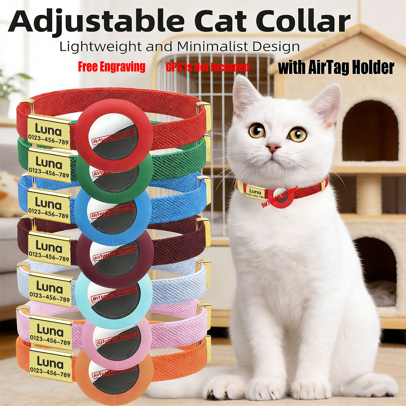Stretchy AirTag Cat Collar,Adj - Gps Tracker Cattle Collar 评论和价格