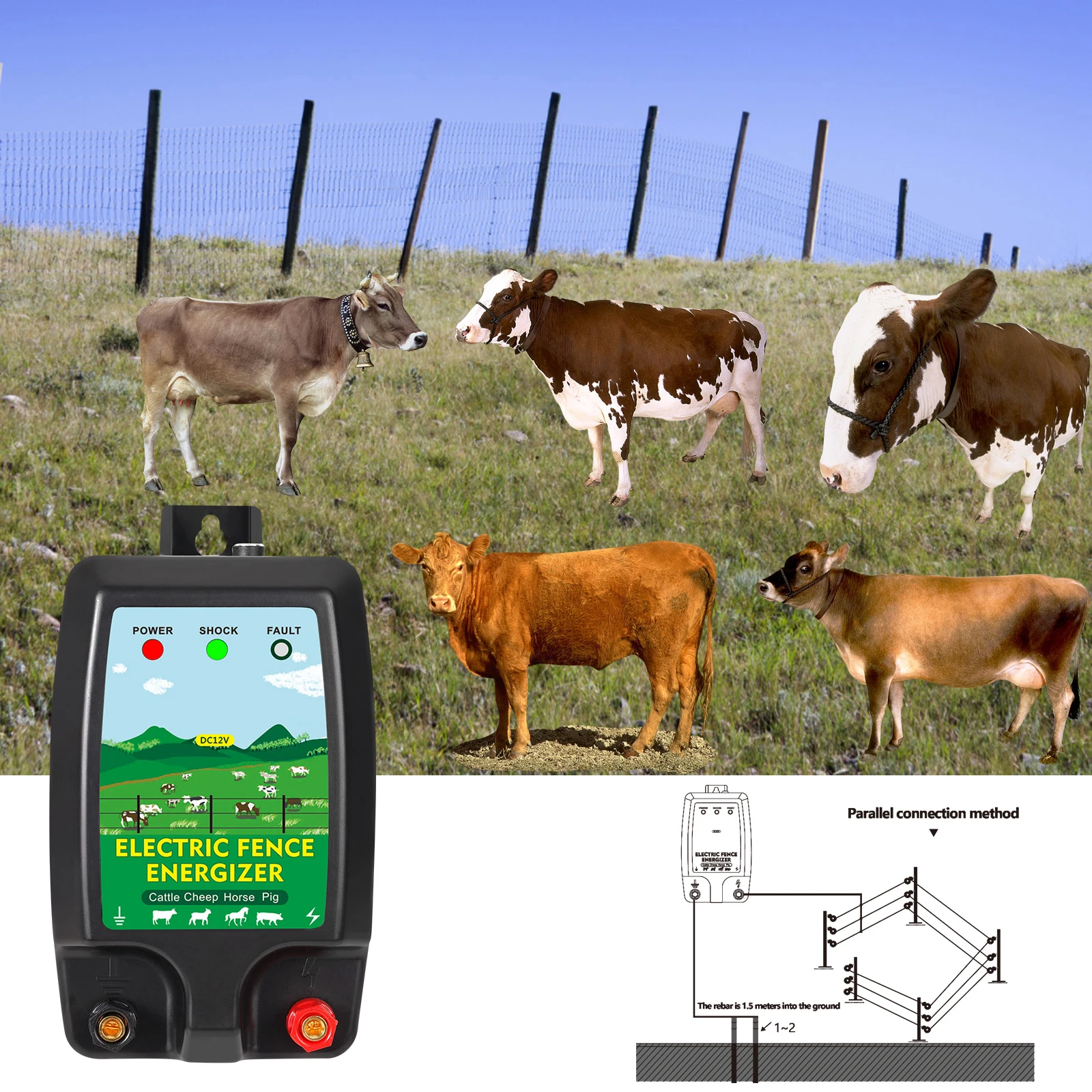 10KM Electric Fence Energizer  - Livestock Fence Energizer 12V 评论和价格