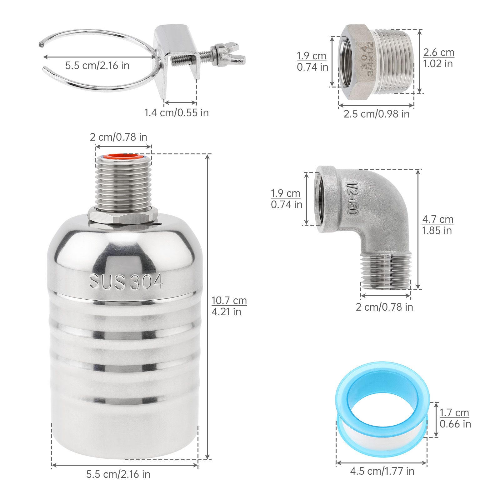 1/2 in and 3/4 in Automatic 30 - Livestock Water Trough Float Valve 评论和价格