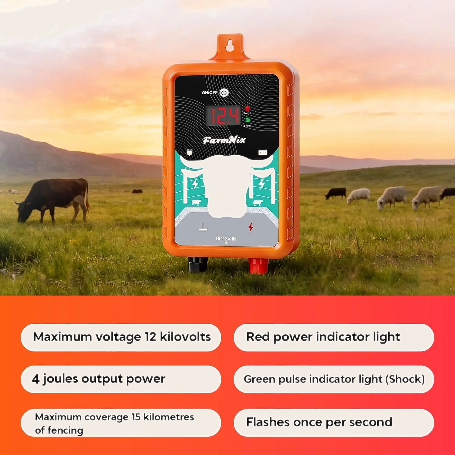 15Miles 24KM Electric Fence En - Livestock Fence Energizer 12V 评论和价格